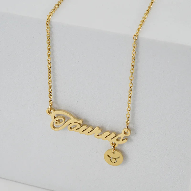 Collar Zodiacal Infantil Acero Inoxidable Oro | 12 Signos Personalizado