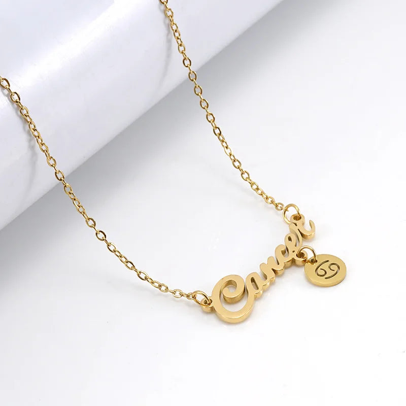 Collar Zodiacal Infantil Acero Inoxidable Oro | 12 Signos Personalizado
