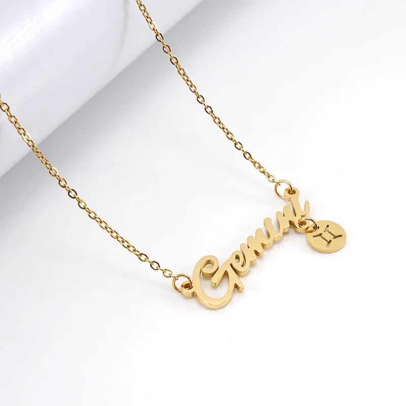 Collar Zodiacal Infantil Acero Inoxidable Oro | 12 Signos Personalizado