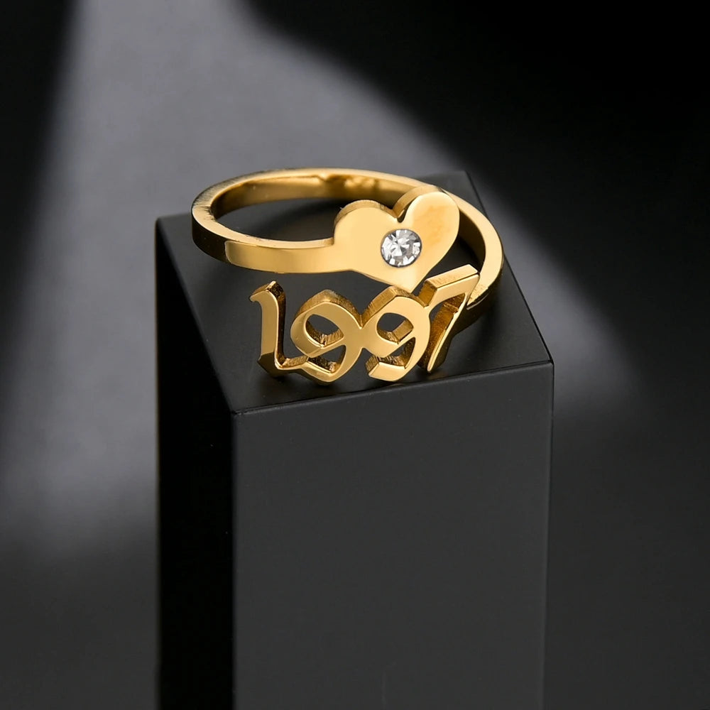 Anillos Pareja Personalizados Doble Nombre Acero Inoxidable Oro | Boda Ajustables