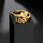 Anillos Pareja Personalizados Doble Nombre Acero Inoxidable Oro | Boda Ajustables