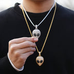 Colgante Alien Head - Collar Hip Hop en Oro y Circón