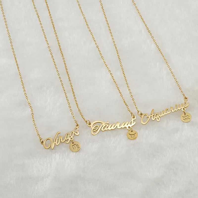 Collar Zodiacal Infantil Acero Inoxidable Oro | 12 Signos Personalizado