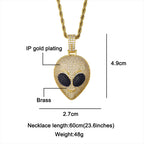 Colgante Alien Head - Collar Hip Hop en Oro y Circón