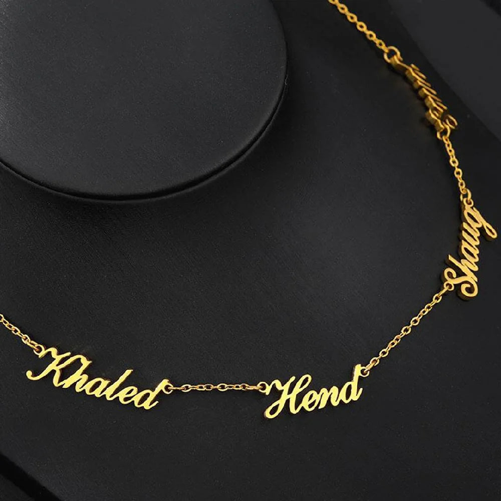 Collar Personalizado Múltiples Nombres Acero Inoxidable Oro | Detalles con Alma