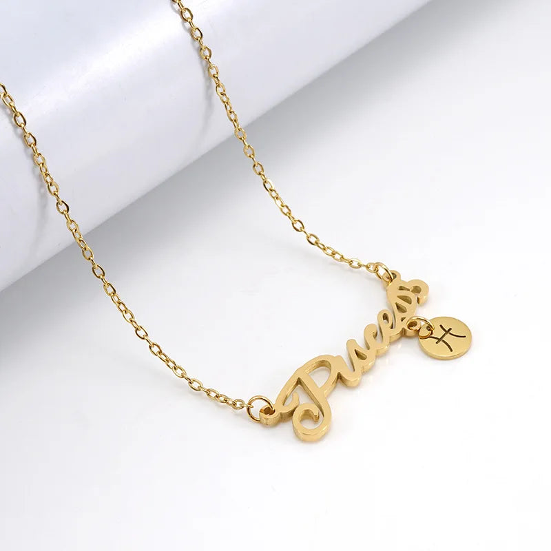 Collar Zodiacal Infantil Acero Inoxidable Oro | 12 Signos Personalizado