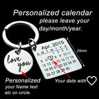 Llavero Calendario Personalizado - Fecha Grabada a Mano con Corazón