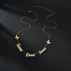 Collar Personalizado Nombres Familiares - Corazón y Mariposa | Esencia Única