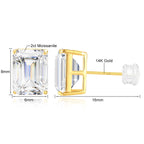 Aros Moissanita Oro 14K Corte Esmeralda Mujer | Compromiso Lujo Certificado