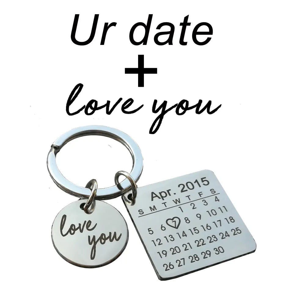 Llavero Calendario Personalizado - Fecha Grabada a Mano con Corazón