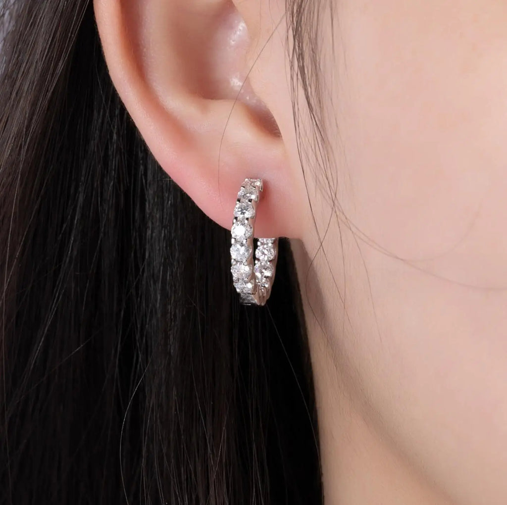 Pendientes Moissanita Plata 925 Chapado Oro 18K | Lujo Certificado Mujer