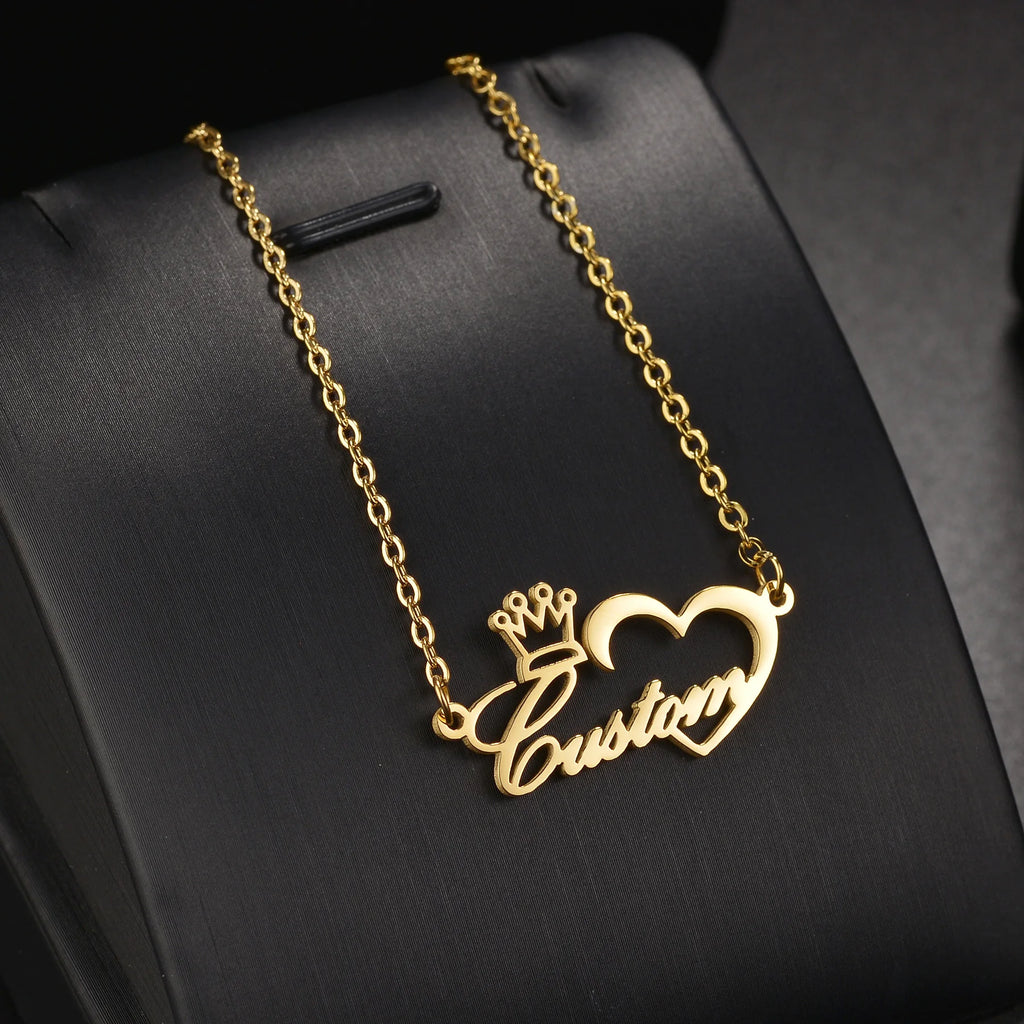 Collar Personalizado con Nombre y Corazón - Acero Inoxidable Premium