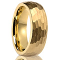 Anillo Tungsteno Dorado Martillado Hombre 8MM | Boda Compromiso