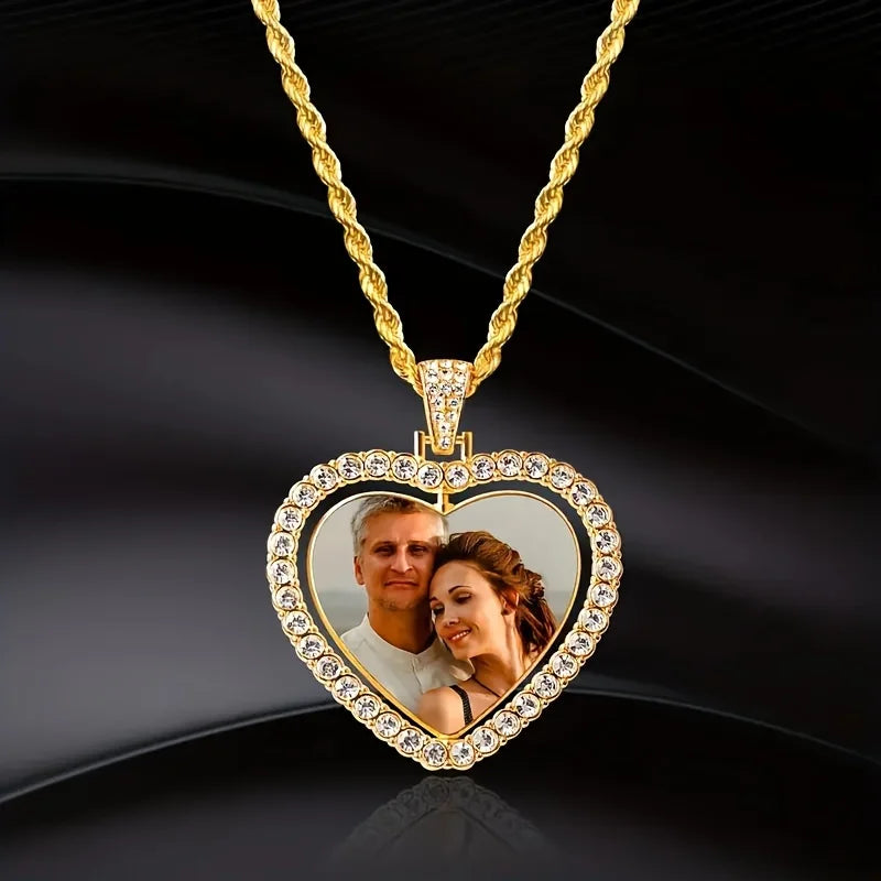 Collar Personalizado con Doble Fotografía - Acero Inoxidable Premium