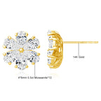 Pendientes Moissanita Corte Lágrima Oro 14K | Flores Lujo Mujer