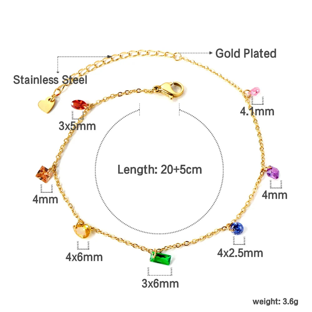 Tobillera Trébol 4 Hojas Acero Inoxidable Oro | Joyería Playa Verano