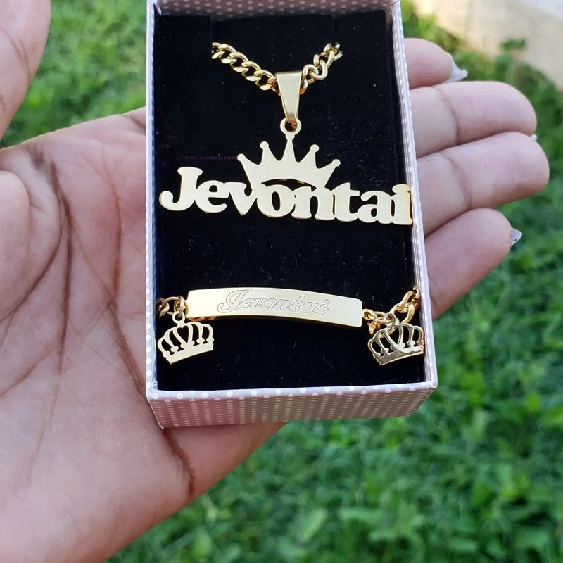 Conjunto Joyería Infantil Personalizado Acero Inoxidable | Collar Pulsera Niña