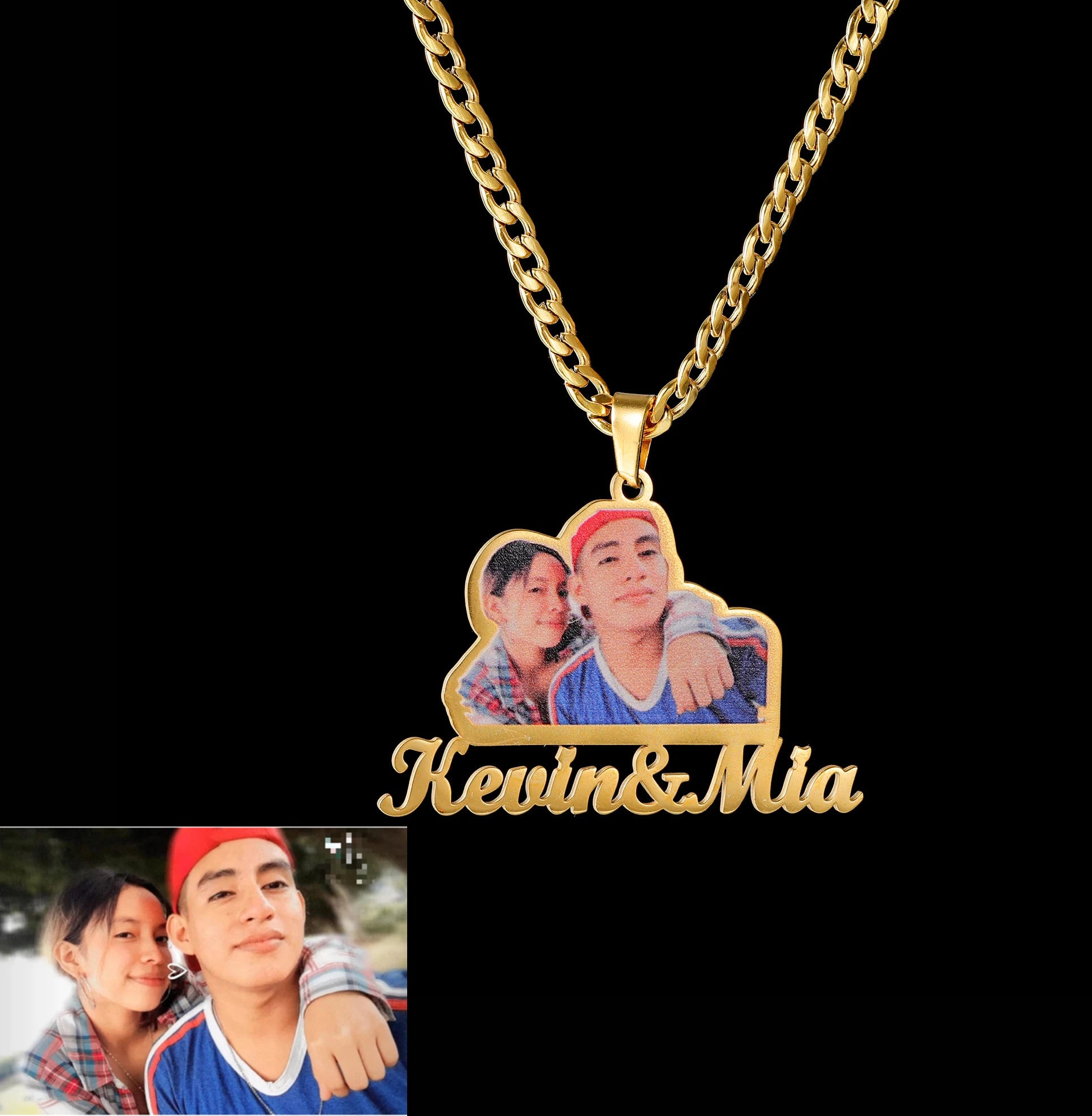 Collar Personalizado con Foto y Nombre Grabado - Acero Inoxidable Premium