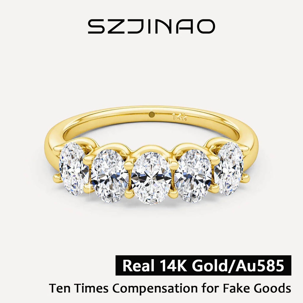 Anillo Compromiso Ovalado Oro 14K Moissanita Certificado | Lujo Mujer