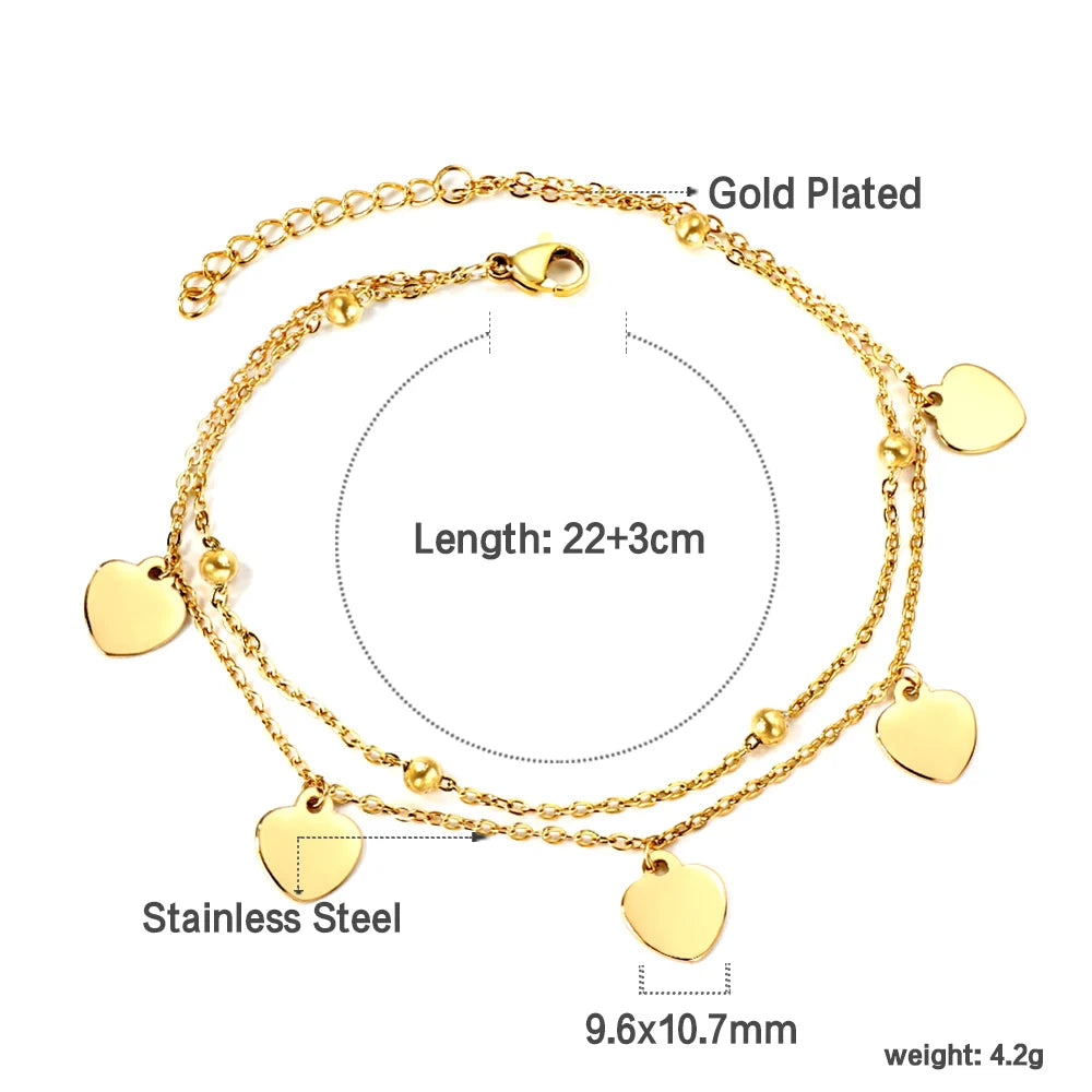 Tobillera Trébol 4 Hojas Acero Inoxidable Oro | Joyería Playa Verano