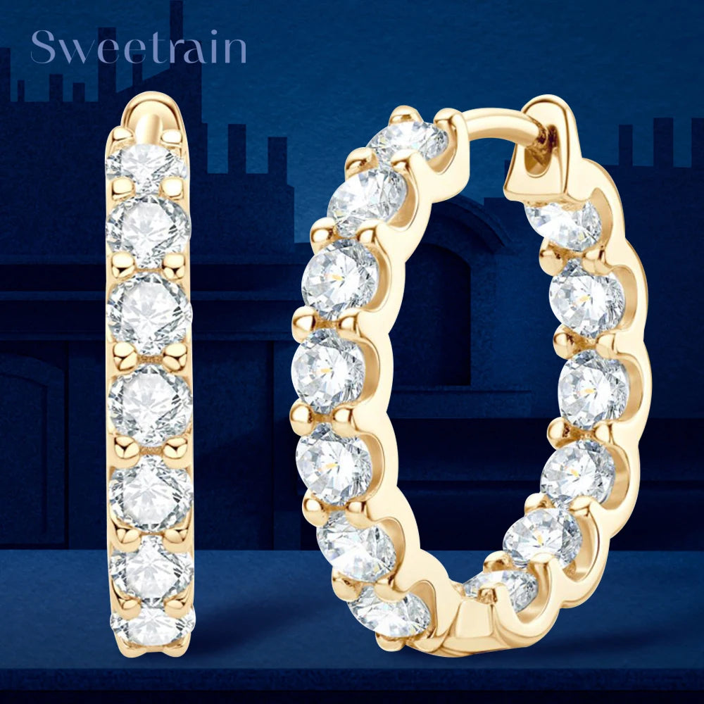 Pendientes Moissanita Plata 925 Chapado Oro 18K | Lujo Certificado Mujer