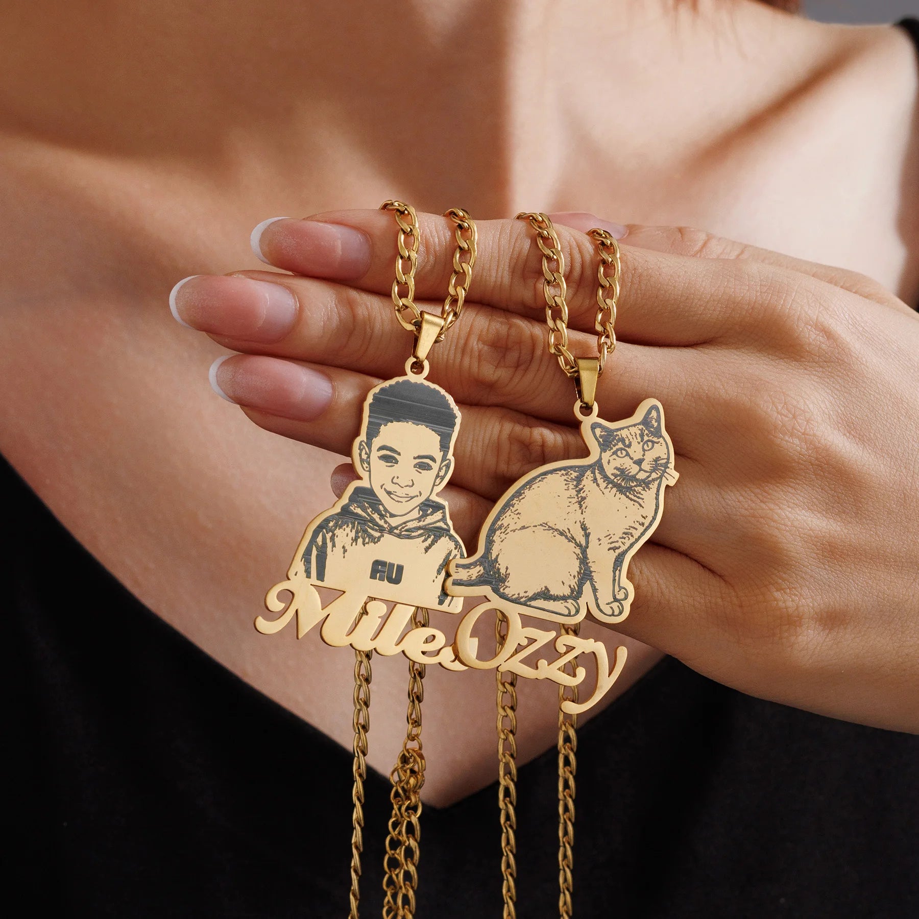 Collar Personalizado con Foto y Nombre Grabado - Acero Inoxidable Premium