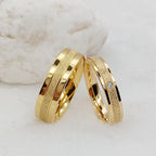 Conjunto Anillos Boda Harmony Oro 18K Pareja | Acero Quirúrgico Promesa