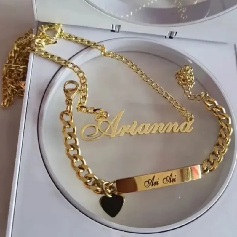 Conjunto Joyería Infantil Personalizado Acero Inoxidable | Collar Pulsera Niña