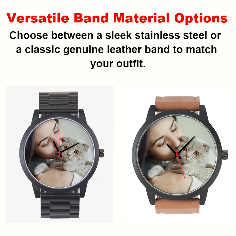 Reloj Personalizado con Foto de Mascota Cuero Genuino | Detalles con Alma