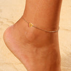 Tobillera Personalizada con Inicial y Corazón en Acero Inoxidable