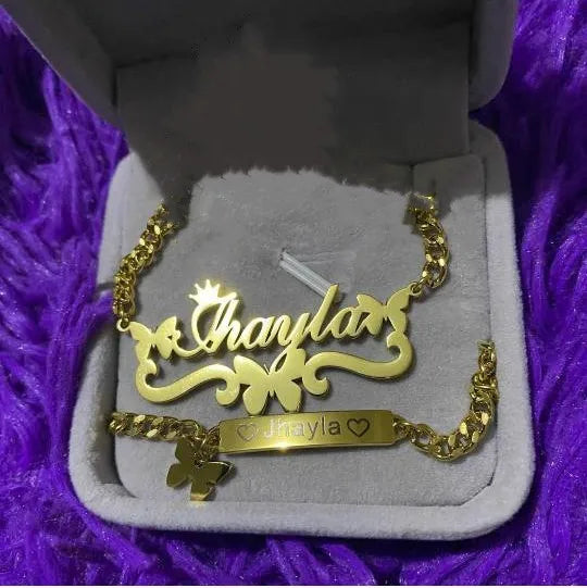 Conjunto Joyería Infantil Personalizado Acero Inoxidable | Collar Pulsera Niña
