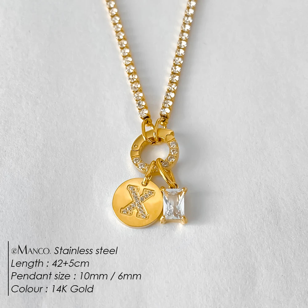 Collar Inicial Personalizado Acero Inoxidable Oro 18K | 26 Letras Circonita