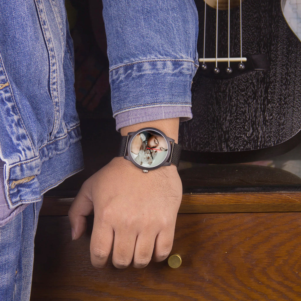Reloj Personalizado con Foto de Mascota Cuero Genuino | Detalles con Alma