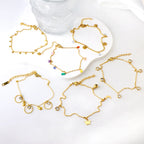 Tobillera Trébol 4 Hojas Acero Inoxidable Oro | Joyería Playa Verano