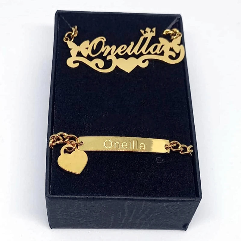 Conjunto Joyería Infantil Personalizado Acero Inoxidable | Collar Pulsera Niña