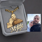 Collar Silueta Personalizada Foto Grabado Láser | Regalo Familia Navidad