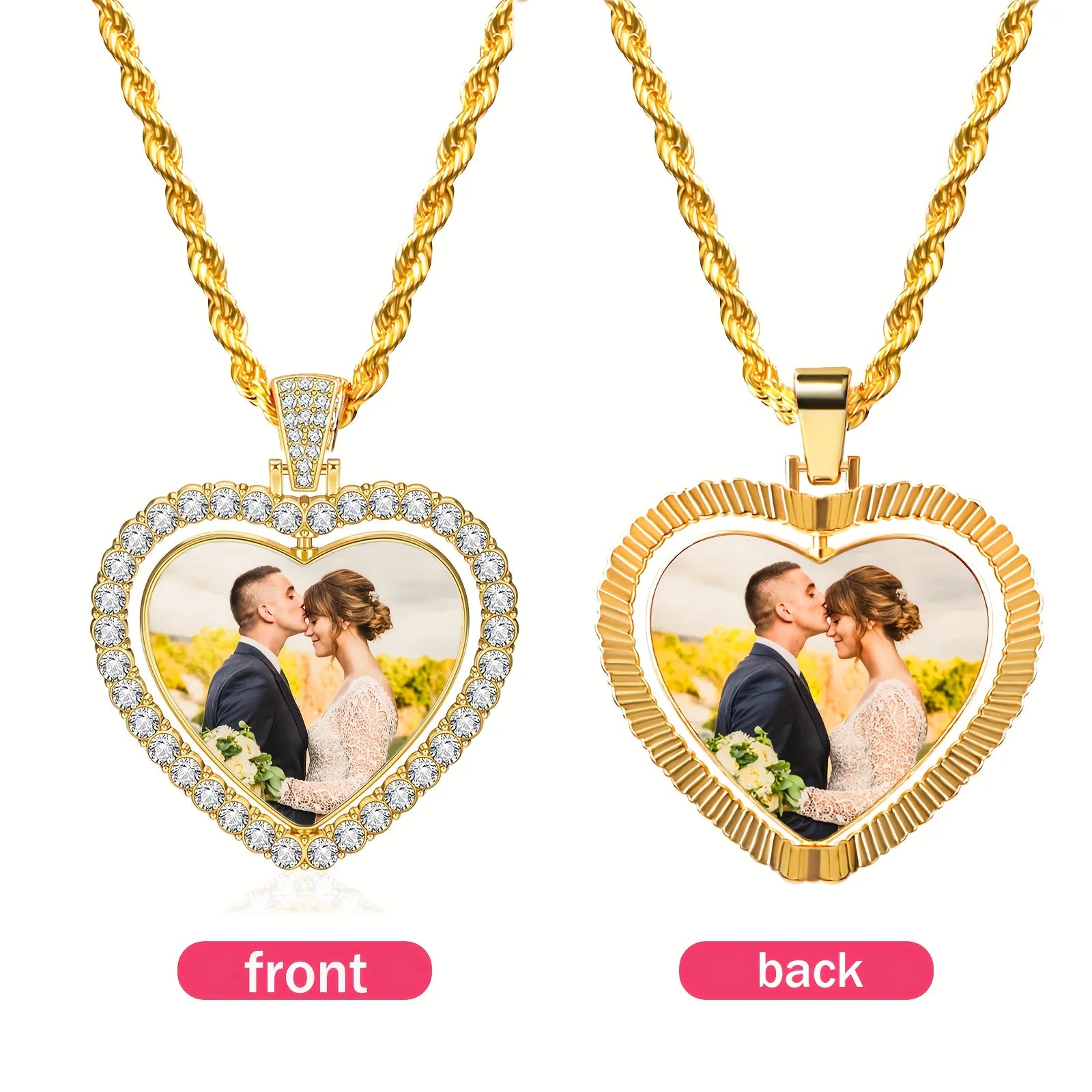 Collar Personalizado con Doble Fotografía - Acero Inoxidable Premium