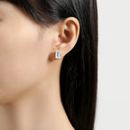 Aros Moissanita Oro 14K Corte Esmeralda Mujer | Compromiso Lujo Certificado