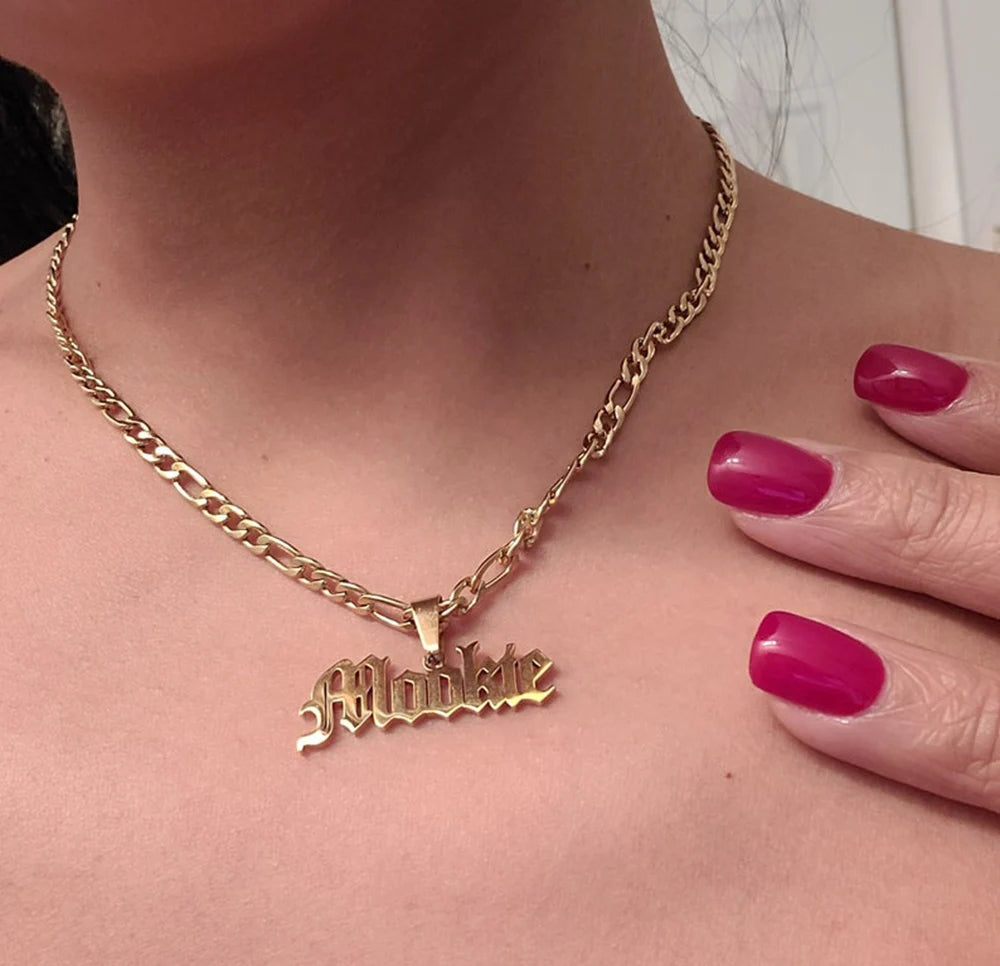 Collar Personalizado Nombre Cadena Cubana Oro | Figaro Unisex