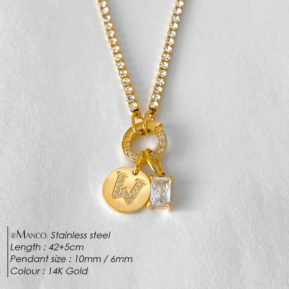 Collar Inicial Personalizado Acero Inoxidable Oro 18K | 26 Letras Circonita