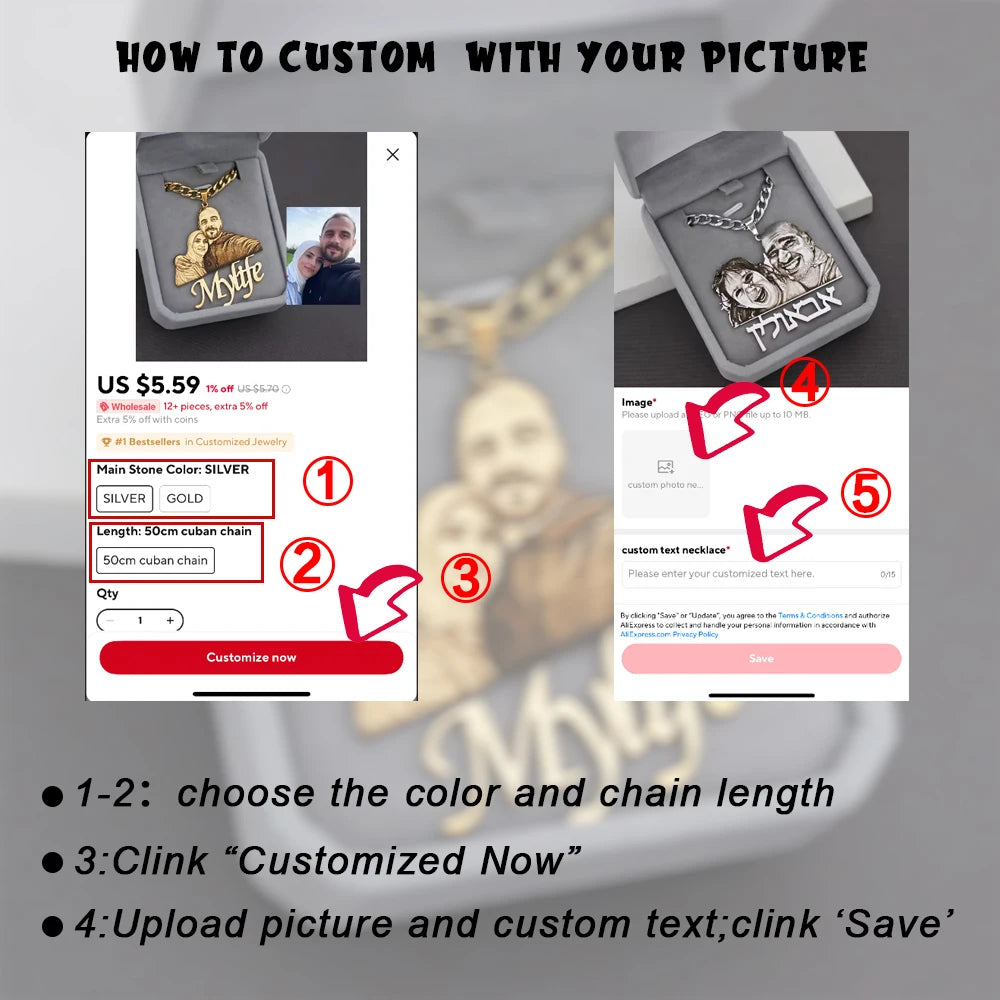 Collar Silueta Personalizada Foto Grabado Láser | Regalo Familia Navidad