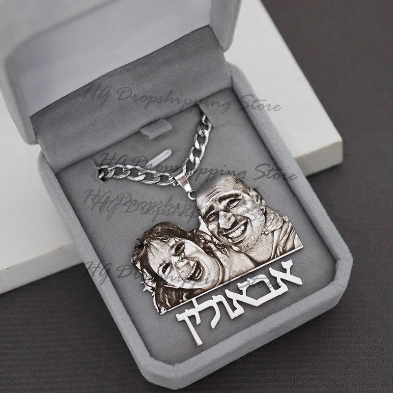 Collar Silueta Personalizada Foto Grabado Láser | Regalo Familia Navidad