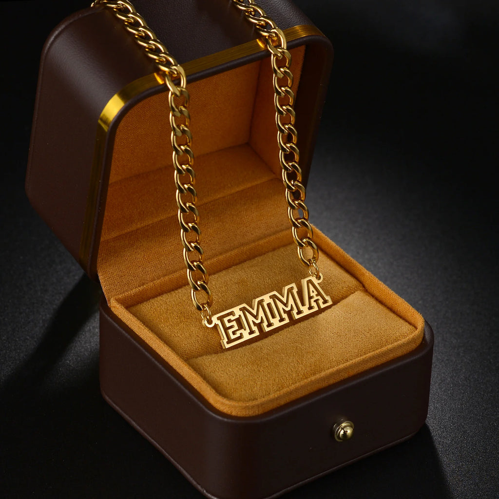 Conjunto Joyería NK Personalizado Nombre Acero Inoxidable | Collar Pulsera Pendientes