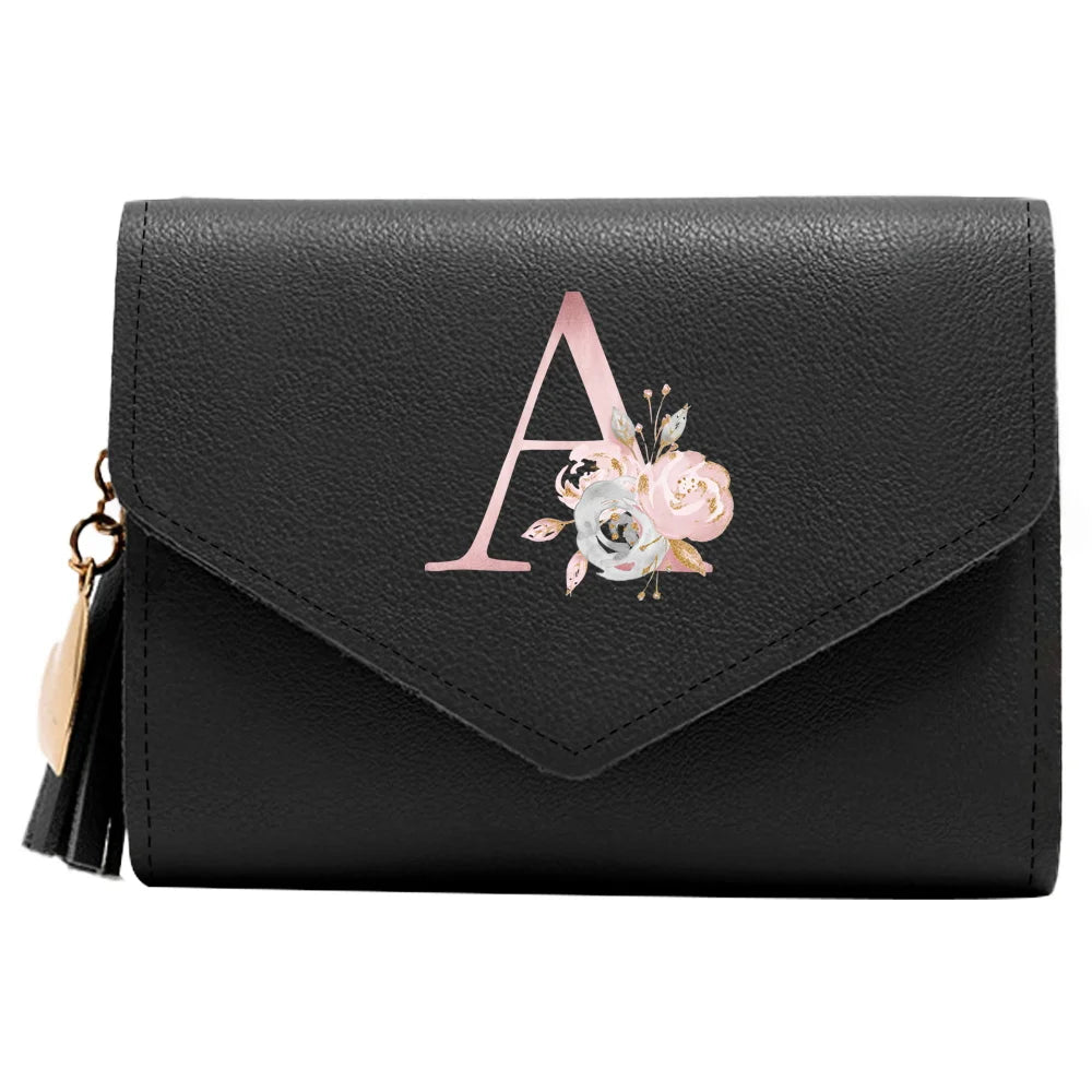 Monedero Mujer Inicial Personalizado RFID Floral | Billetera Delgada Elegante