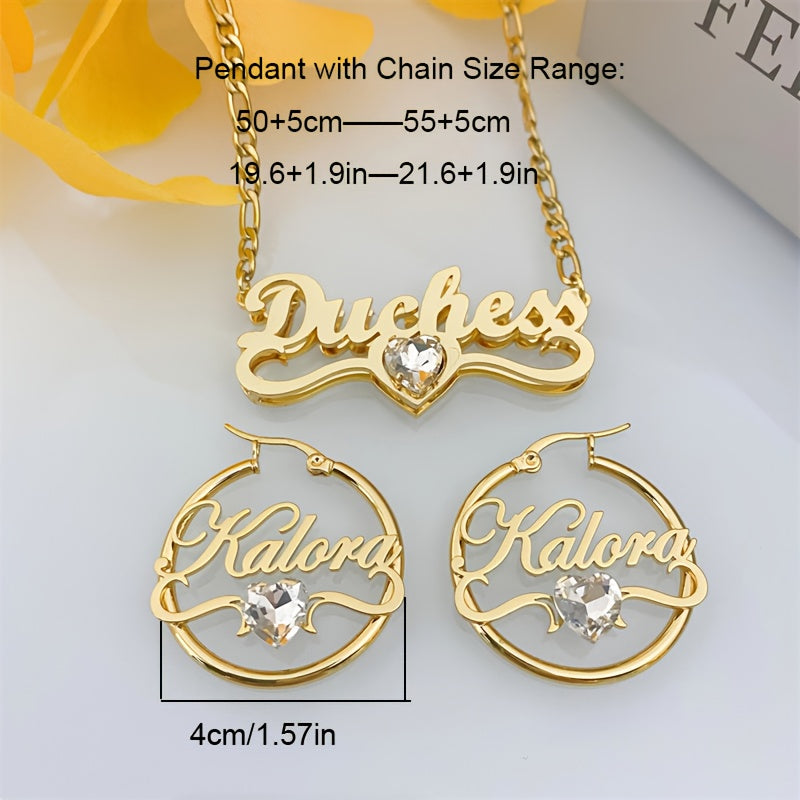 Set Collar y Aros Personalizado con Nombre y Piedra Nacimiento | Detalles con Alma