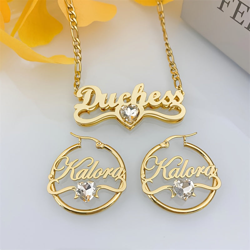 Set Collar y Aros Personalizado con Nombre y Piedra Nacimiento | Detalles con Alma